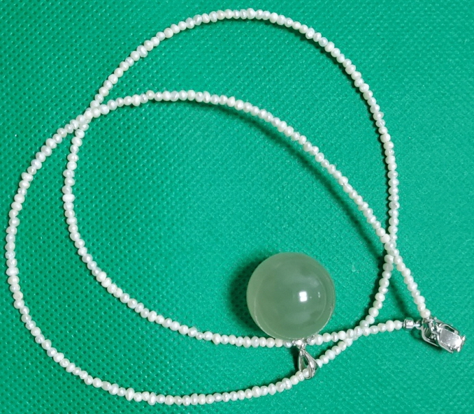 황 수정과 밥풀 진주 목걸이