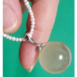 황 수정과 밥풀 진주 목걸이