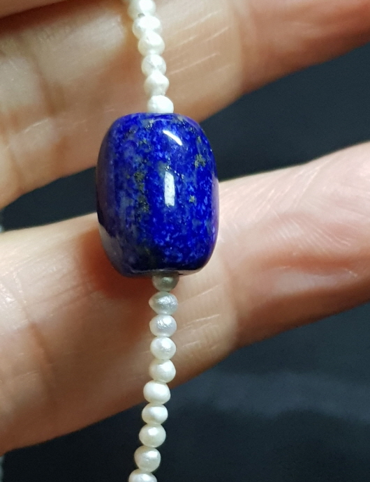 좁쌀 진주 라피스라줄리 목걸이