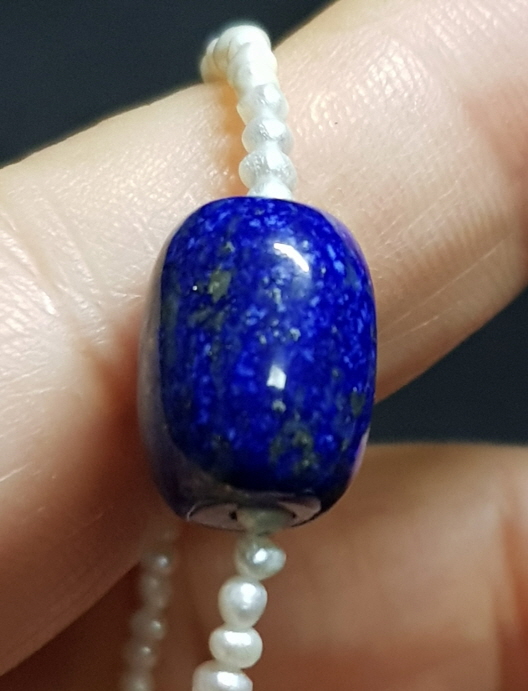 좁쌀 진주 라피스라줄리 목걸이