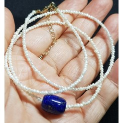 좁쌀 진주 라피스라줄리 목걸이