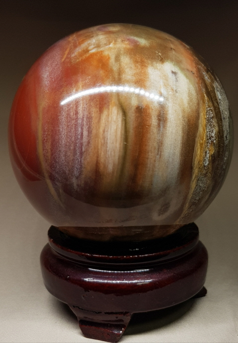 나무 화석(규화목)수정 구 92mm