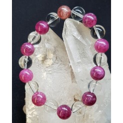 핑크 투어머린과 백수정10mm라운드형팔찌