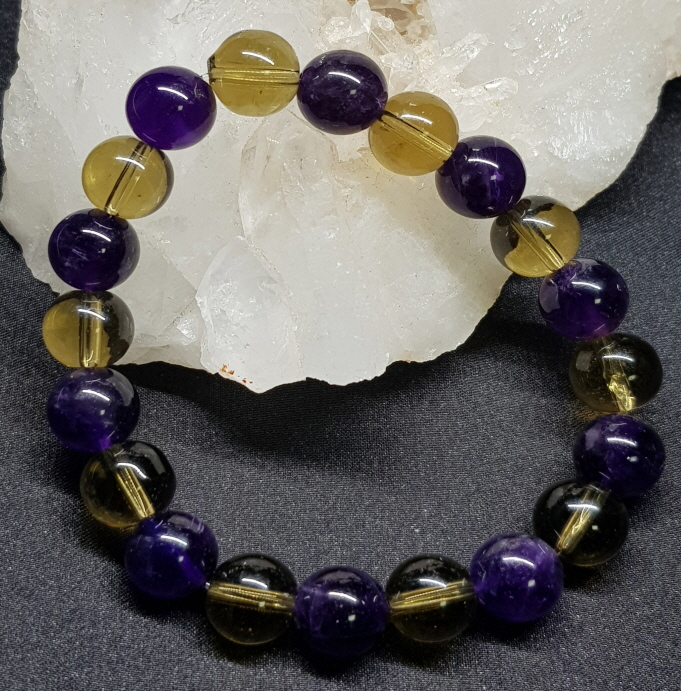 자수정 스모키 시트린 10mm 팔찌