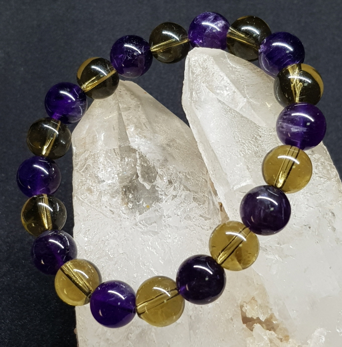 자수정 스모키 시트린 10mm 팔찌