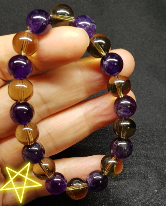 자수정 스모키 시트린 10mm 팔찌