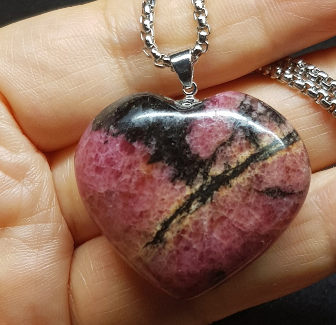 로도나이트 하트형펜던트