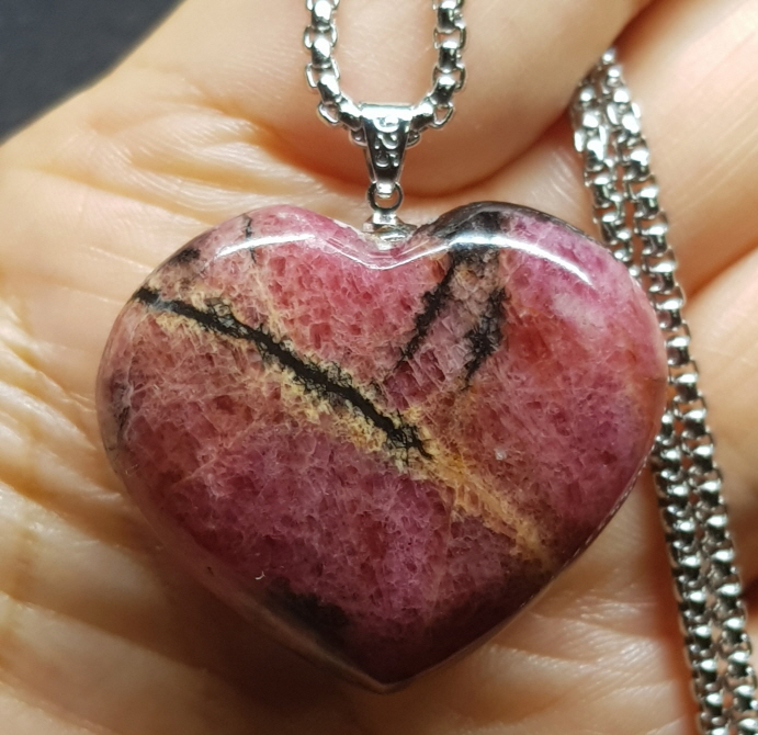 로도나이트 하트형펜던트