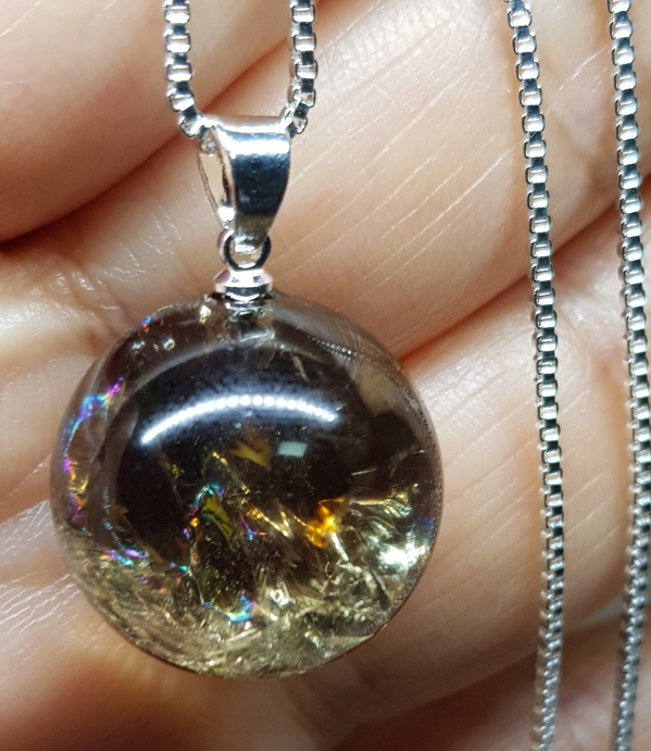 무지개 연수정 19mm 구슬형 펜던트